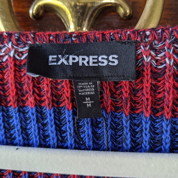 EXPRESS Striped Split Back V-Neck Sweater Size M - Picture 10 of 11